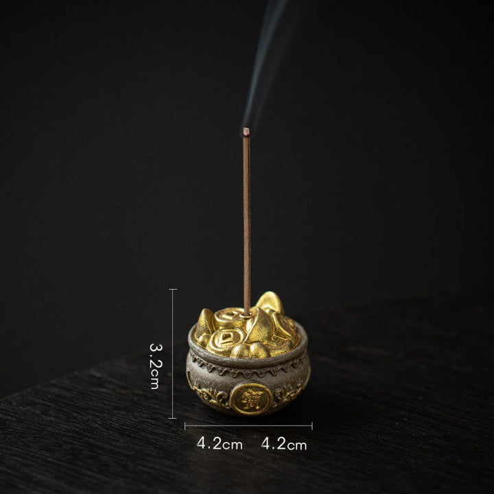 Cuenco pequeño del tesoro de Buddha Stones, bolsa de la suerte, bandeja de Bagua, palo de cerámica curativo, decoración de quemador de incienso
