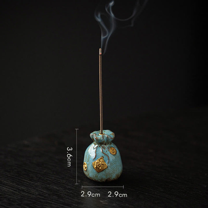 Cuenco pequeño del tesoro de Buddha Stones, bolsa de la suerte, bandeja de Bagua, palo de cerámica curativo, decoración de quemador de incienso