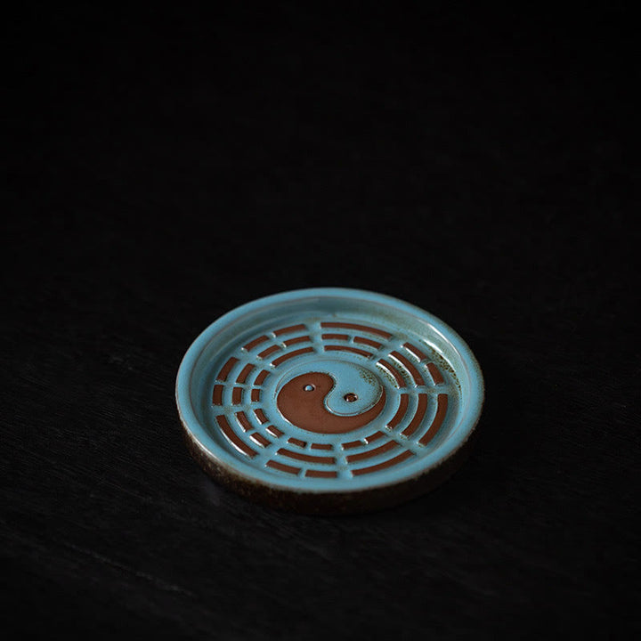 Cuenco pequeño del tesoro de Buddha Stones, bolsa de la suerte, bandeja de Bagua, palo de cerámica curativo, decoración de quemador de incienso