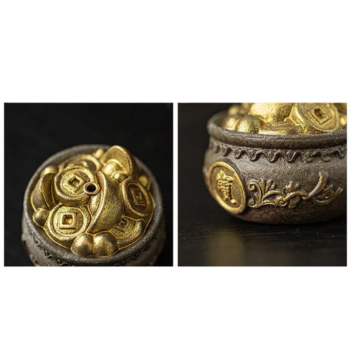 Cuenco pequeño del tesoro de Buddha Stones, bolsa de la suerte, bandeja de Bagua, palo de cerámica curativo, decoración de quemador de incienso