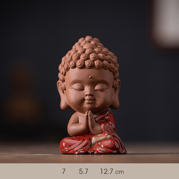 Buddha Stones Mini Gautama Buda Sakyamuni Kwan Yin Avalokitesvara Ksitigarbha Serenity decoración de escritorio de cerámica