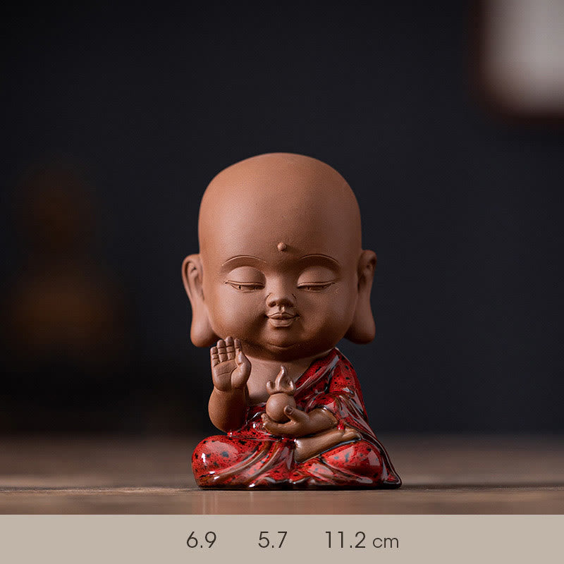 Buddha Stones Mini Gautama Buda Sakyamuni Kwan Yin Avalokitesvara Ksitigarbha Serenity decoración de escritorio de cerámica