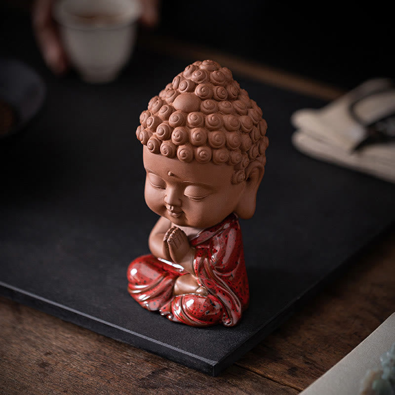 Buddha Stones Mini Gautama Buda Sakyamuni Kwan Yin Avalokitesvara Ksitigarbha Serenity decoración de escritorio de cerámica