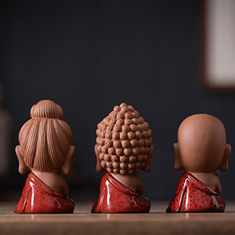 Buddha Stones Mini Gautama Buda Sakyamuni Kwan Yin Avalokitesvara Ksitigarbha Serenity decoración de escritorio de cerámica