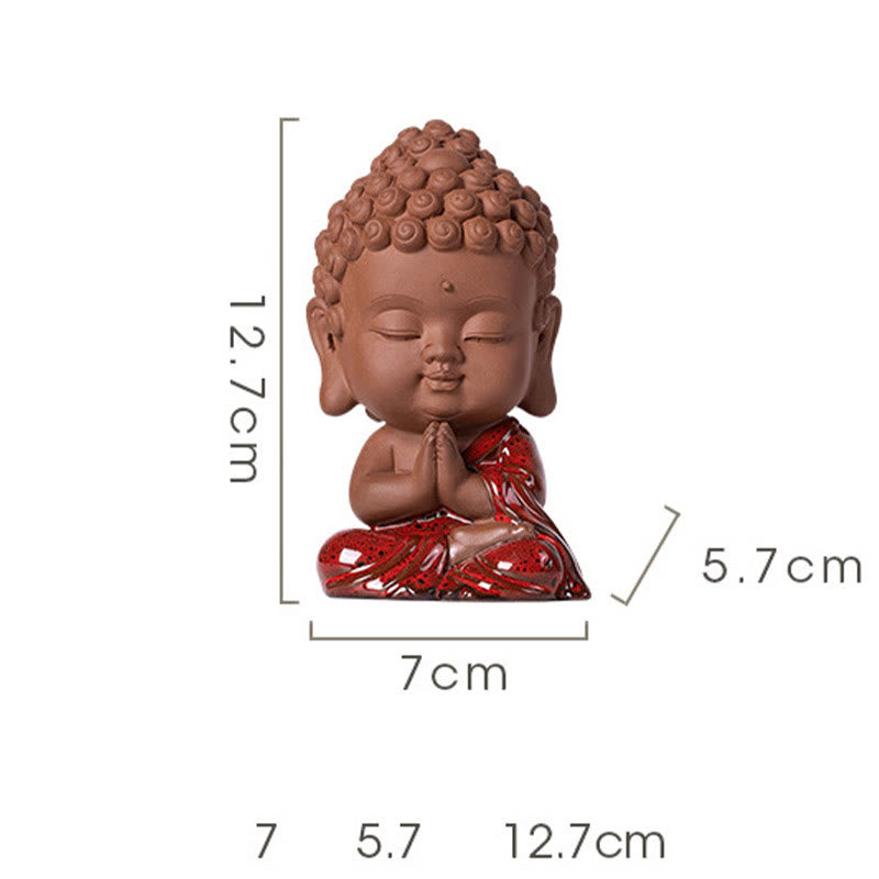 Buddha Stones Mini Gautama Buda Sakyamuni Kwan Yin Avalokitesvara Ksitigarbha Serenity decoración de escritorio de cerámica