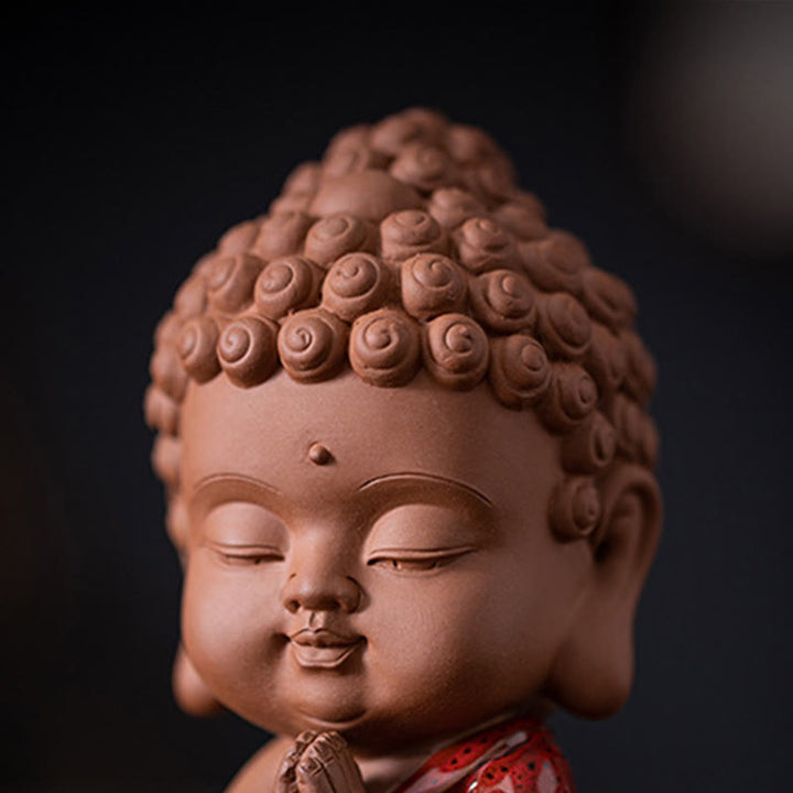 Buddha Stones Mini Gautama Buda Sakyamuni Kwan Yin Avalokitesvara Ksitigarbha Serenity decoración de escritorio de cerámica