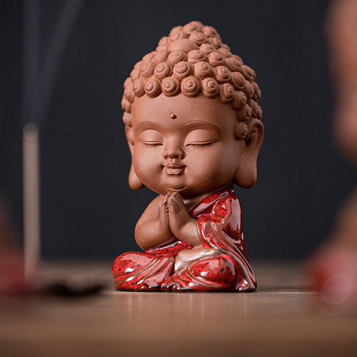 Buddha Stones Mini Gautama Buda Sakyamuni Kwan Yin Avalokitesvara Ksitigarbha Serenity decoración de escritorio de cerámica