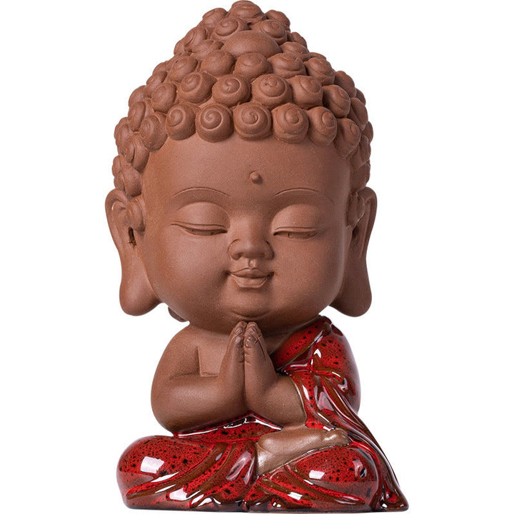 Buddha Stones Mini Gautama Buda Sakyamuni Kwan Yin Avalokitesvara Ksitigarbha Serenity decoración de escritorio de cerámica