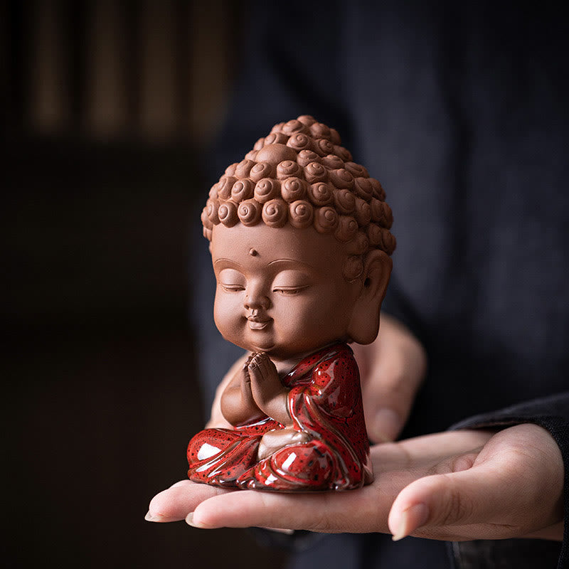 Buddha Stones Mini Gautama Buda Sakyamuni Kwan Yin Avalokitesvara Ksitigarbha Serenity decoración de escritorio de cerámica