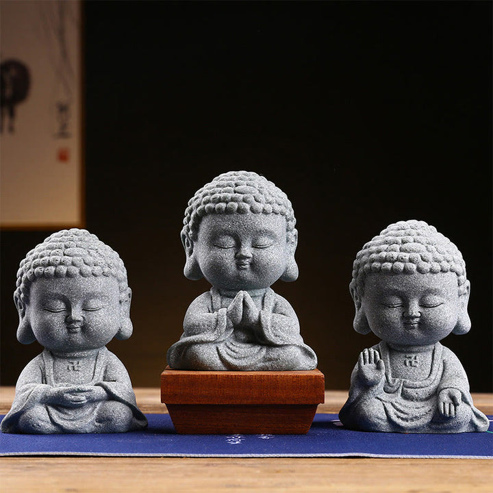 Buddha Stones Meditación Orando Buda Compasión Serenidad Decoración del Hogar - 3 piezas de Buda - image 0
