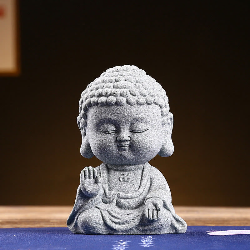 Buddha Stones Meditación Orando Buda Compasión Serenidad Decoración del Hogar - Buda levanta la mano 6,7 x 4,5 x 9,5 cm - image 12