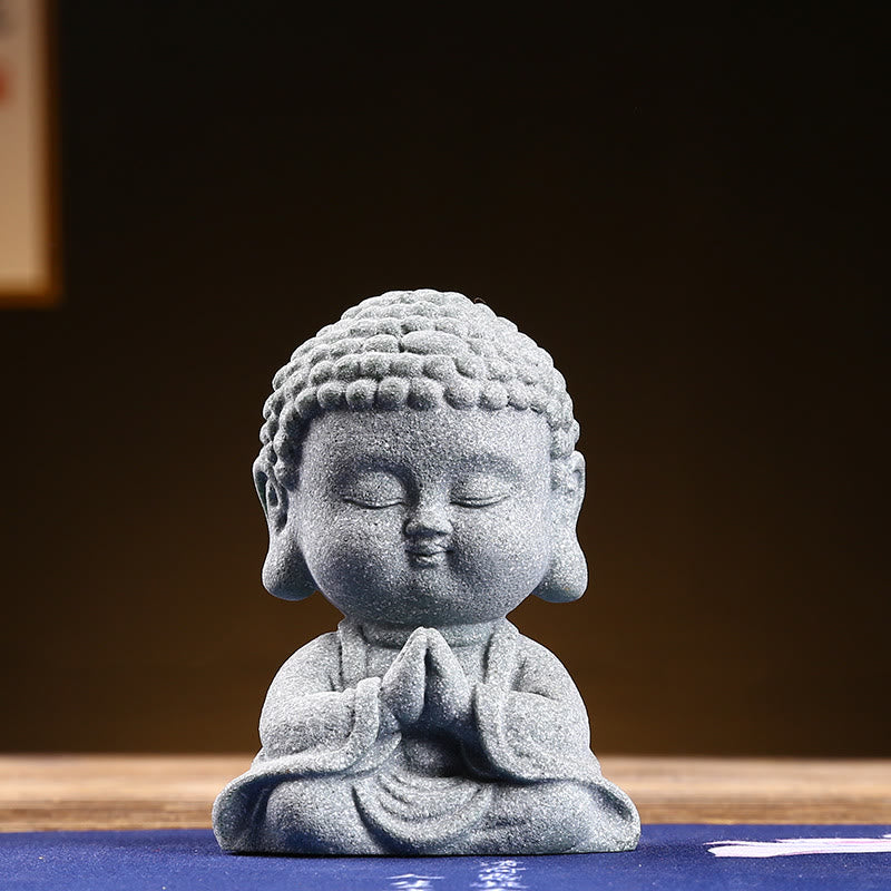 Buddha Stones Meditación Orando Buda Compasión Serenidad Decoración del Hogar - Buda rezando 6,7 x 4,5 x 9,5 cm - image 1