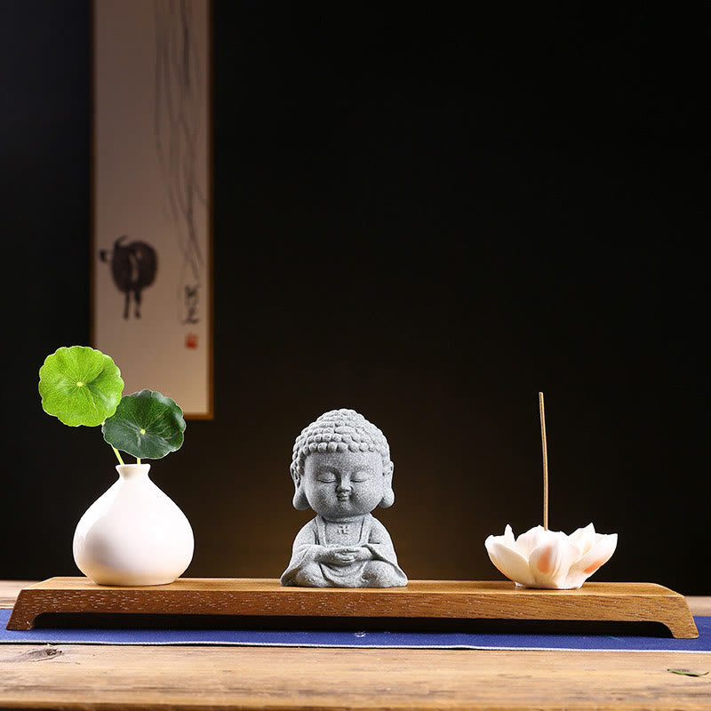 Buddha Stones Meditación Orando Buda Compasión Serenidad Decoración del Hogar - Buda de meditación + Base + Jarrón - image 17