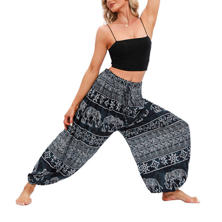 Pantalones de yoga para mujer con diseño de geometría de elefante y piedras de Buddha Stones - image 10