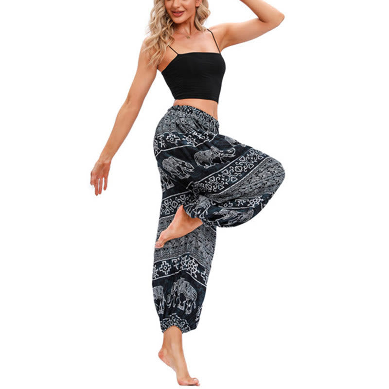 Pantalones de yoga para mujer con diseño de geometría de elefante y piedras de Buddha Stones - image 11