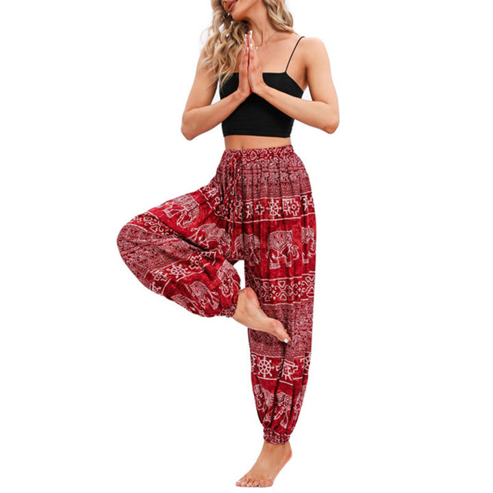 Pantalones de yoga para mujer con diseño de geometría de elefante y piedras de Buddha Stones - image 5
