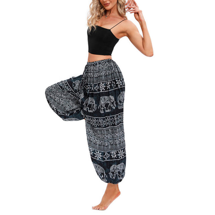 Pantalones de yoga para mujer con diseño de geometría de elefante y piedras de Buddha Stones - image 12