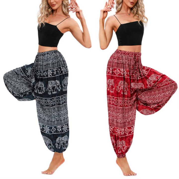 Pantalones de yoga para mujer con diseño de geometría de elefante y piedras de Buddha Stones - image 1