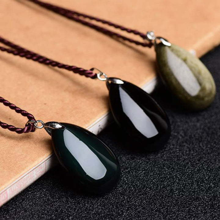 Buddha Stones brillo dorado obsidiana negra obsidiana arcoíris obsidiana riqueza gota de agua COLLAR COLGANTE