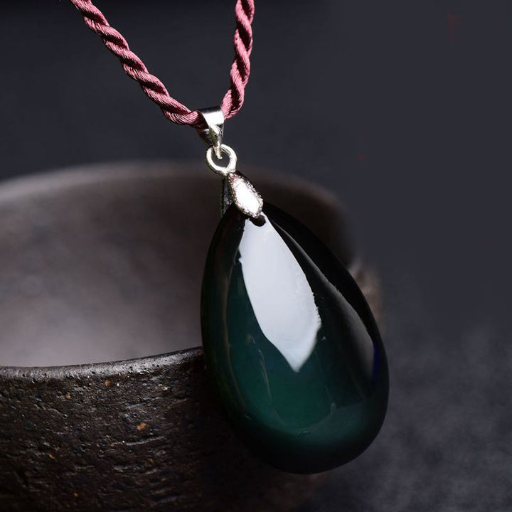 Buddha Stones brillo dorado obsidiana negra obsidiana arcoíris obsidiana riqueza gota de agua COLLAR COLGANTE