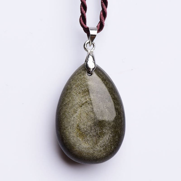 Buddha Stones brillo dorado obsidiana negra obsidiana arcoíris obsidiana riqueza gota de agua COLLAR COLGANTE