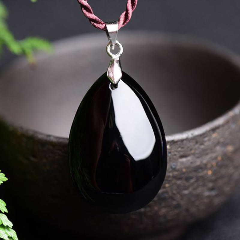 Buddha Stones brillo dorado obsidiana negra obsidiana arcoíris obsidiana riqueza gota de agua COLLAR COLGANTE