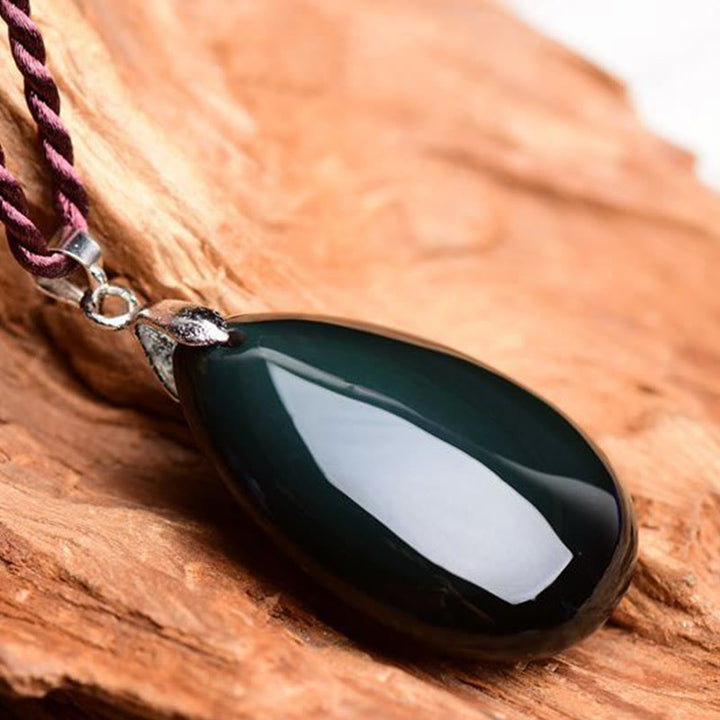 Buddha Stones brillo dorado obsidiana negra obsidiana arcoíris obsidiana riqueza gota de agua COLLAR COLGANTE