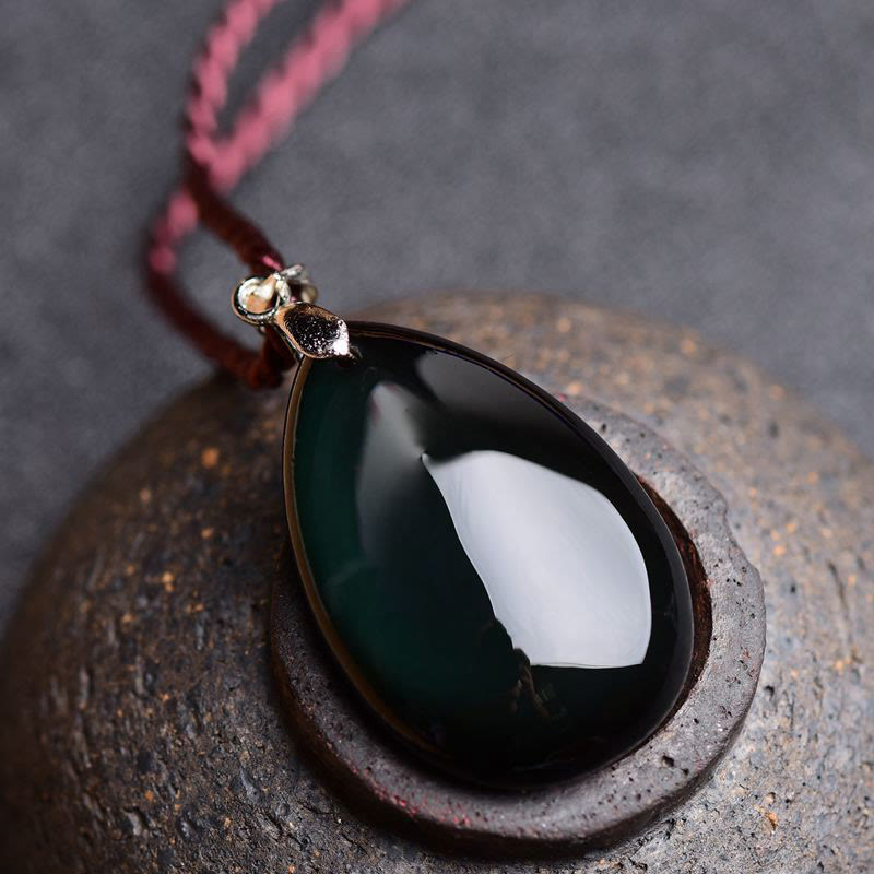 Buddha Stones brillo dorado obsidiana negra obsidiana arcoíris obsidiana riqueza gota de agua COLLAR COLGANTE