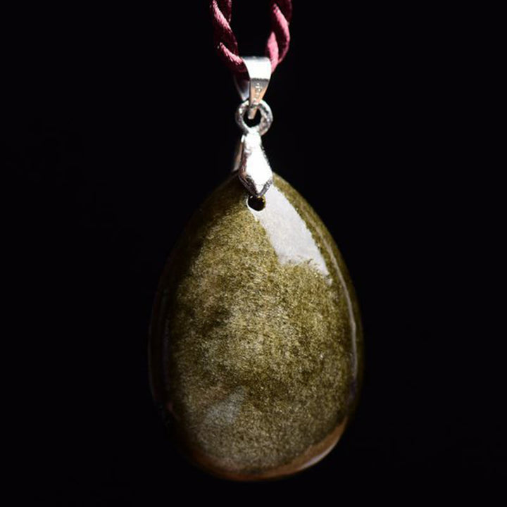 Buddha Stones brillo dorado obsidiana negra obsidiana arcoíris obsidiana riqueza gota de agua COLLAR COLGANTE