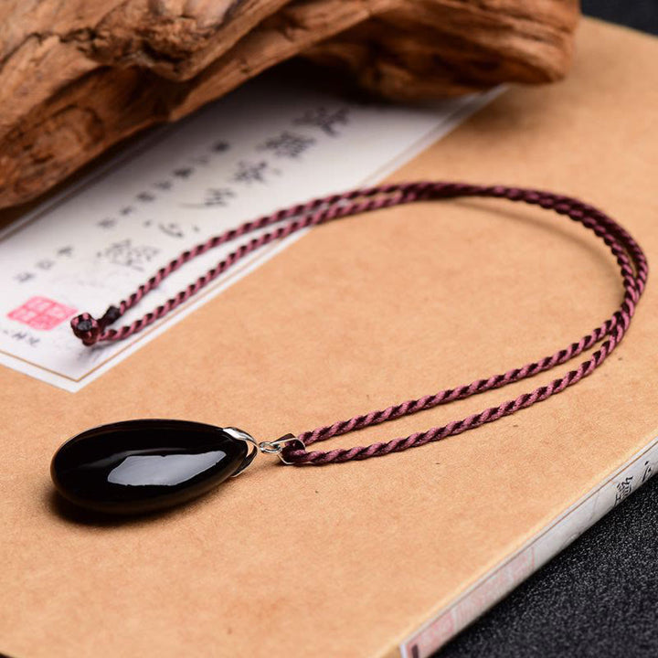 Buddha Stones brillo dorado obsidiana negra obsidiana arcoíris obsidiana riqueza gota de agua COLLAR COLGANTE