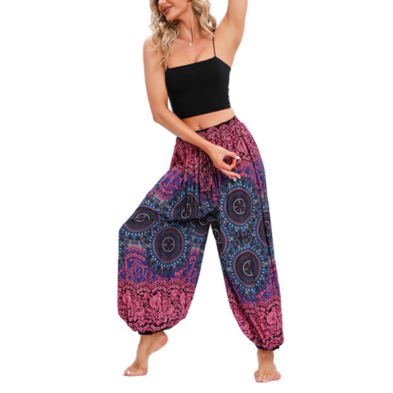 Pantalones de yoga para mujer con patrón de brújula sueltos e informales con Buddha Stones - image 2