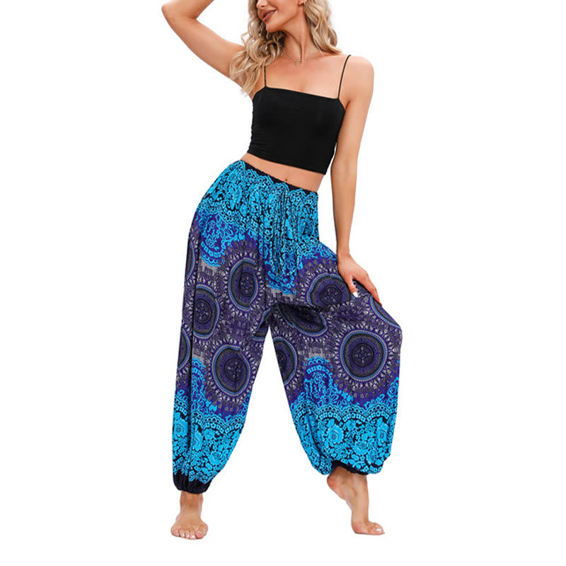 Pantalones de yoga para mujer con patrón de brújula sueltos e informales con Buddha Stones - image 8