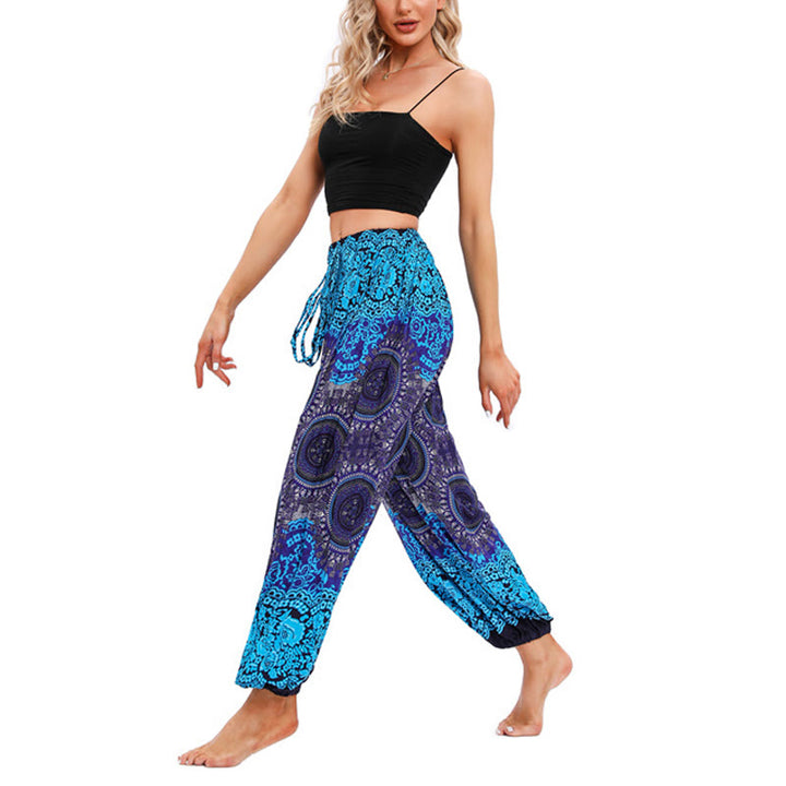 Pantalones de yoga para mujer con patrón de brújula sueltos e informales con Buddha Stones - image 6