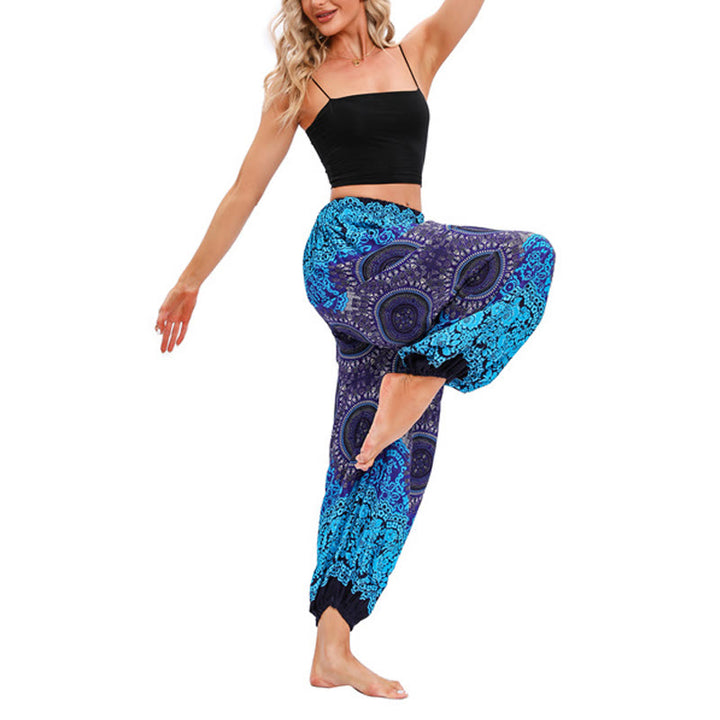 Pantalones de yoga para mujer con patrón de brújula sueltos e informales con Buddha Stones - image 7