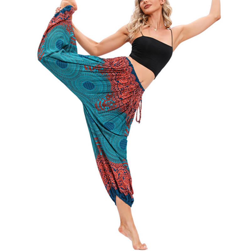 Pantalones de yoga para mujer con estampado de flores en forma de círculo suelto con Buddha Stones - image 10