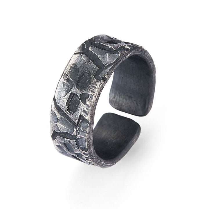 Anillo de bendición hecho a mano con diseño de esqueleto de plata de ley 999 con Buddha Stones