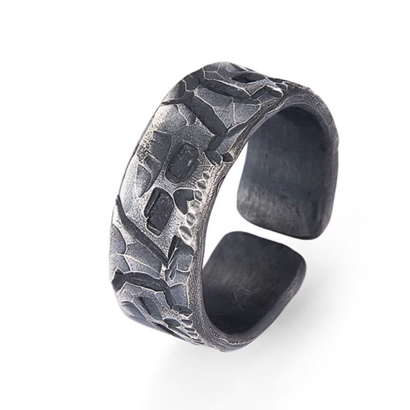Anillo de bendición hecho a mano con diseño de esqueleto de plata de ley 999 con Buddha Stones