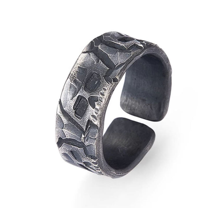 Anillo de bendición hecho a mano con diseño de esqueleto de plata de ley 999 con Buddha Stones