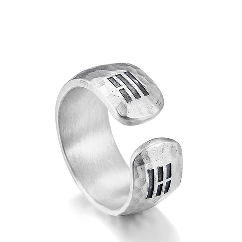 Anillo ajustable de armonía con símbolo de Yin Yang Bagua de plata de ley 999 hecho a mano con Buddha Stones