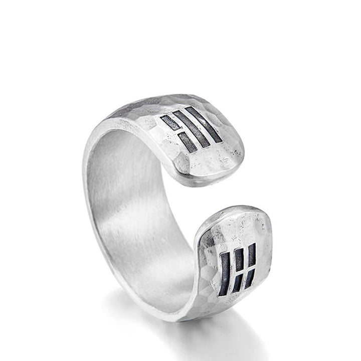 Anillo ajustable de armonía con símbolo de Yin Yang Bagua de plata de ley 999 hecho a mano con Buddha Stones
