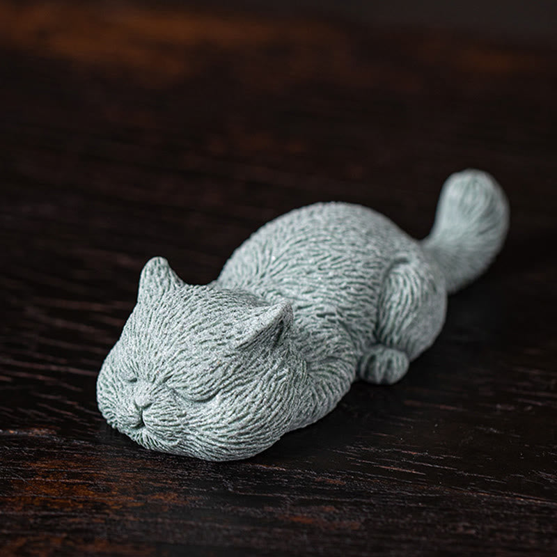 Buddha Stones pequeño gato hogar té mascota estatuilla decoración de escritorio - Gato durmiendo 10,6*4*2,5 cm - image 6