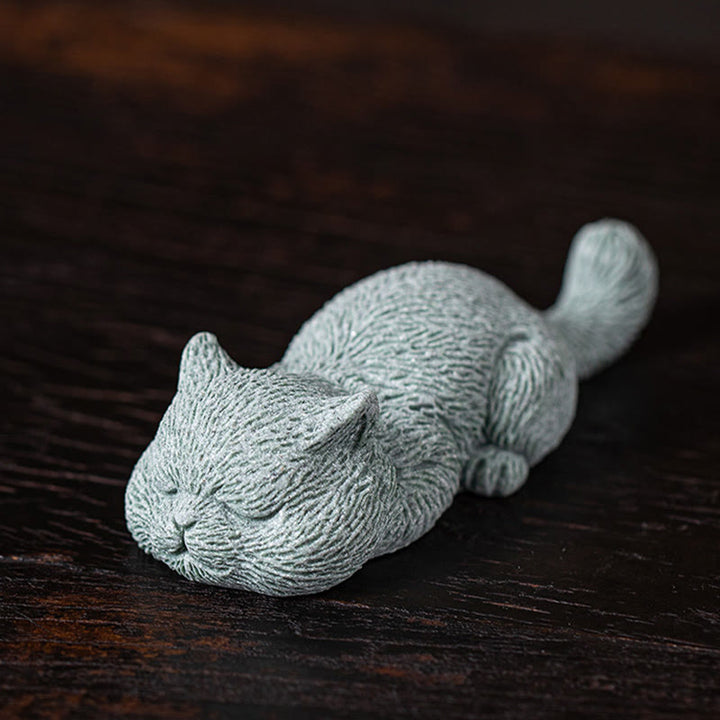 Buddha Stones pequeño gato hogar té mascota estatuilla decoración de escritorio - Gato durmiendo 10,6*4*2,5 cm - image 6