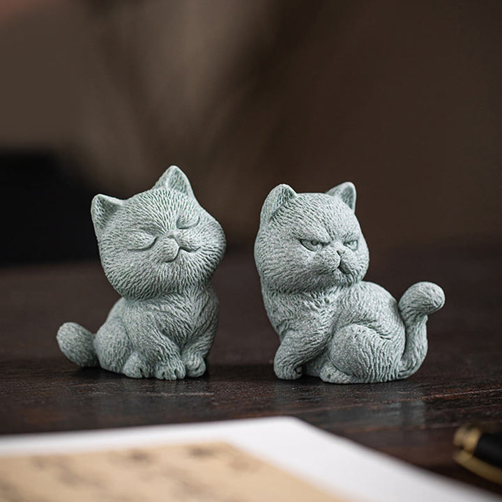 Buddha Stones pequeño gato hogar té mascota estatuilla decoración de escritorio - image 12