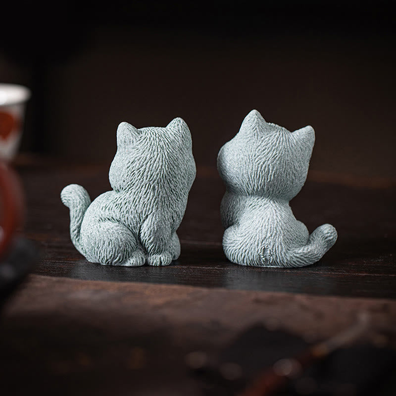 Buddha Stones pequeño gato hogar té mascota estatuilla decoración de escritorio - image 11
