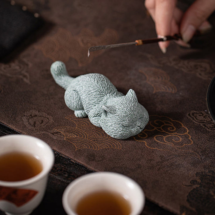 Buddha Stones pequeño gato hogar té mascota estatuilla decoración de escritorio - image 8