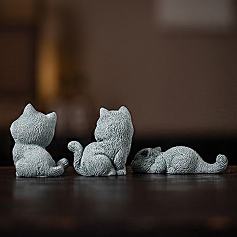 Buddha Stones pequeño gato hogar té mascota estatuilla decoración de escritorio - image 2