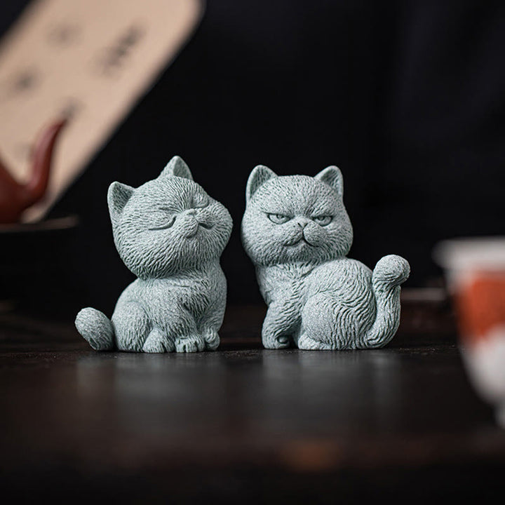 Buddha Stones pequeño gato hogar té mascota estatuilla decoración de escritorio - image 16