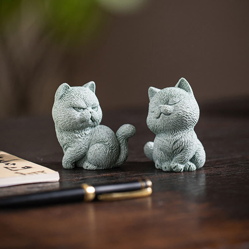 Buddha Stones pequeño gato hogar té mascota estatuilla decoración de escritorio - image 13
