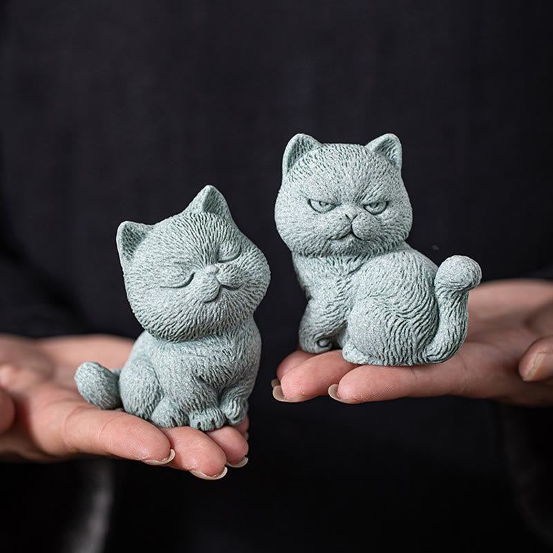 Buddha Stones pequeño gato hogar té mascota estatuilla decoración de escritorio - image 10