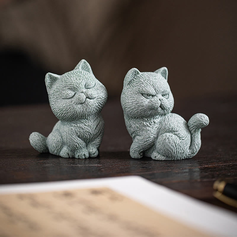 Buddha Stones pequeño gato hogar té mascota estatuilla decoración de escritorio - image 15